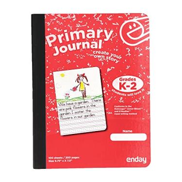 Imagem de Enday Caderno de redação primário primário de meia página para crianças, 100 folhas de caderno de redação primária para crianças, 100 folhas