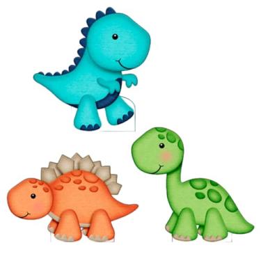 Imagem de Kit 3 Totens Display MDF Adesivado Pézinho Dinossauros 25cm (D-DNS0004, 50 cm)