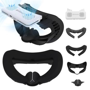 Imagem de HiBloks Face Cover Pad with Cooling Fan for Meta Quest 3 Accessories, 2Pcs Face Cushion Cover Compatible with Oculus Quest 3 Fan Cooler, Replacement Facial Interface Relieve Lens Fogging (2 Speeds)
