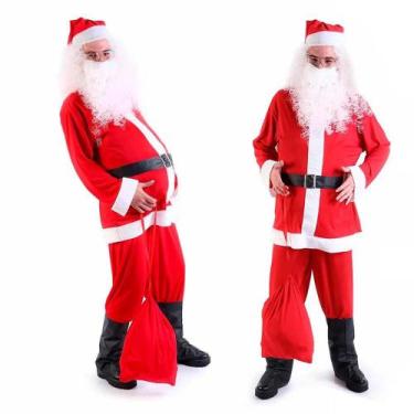 Imagem de Fantasia Papai Noel Profissional Roupa Luxuosa Com Saco Sobre Botas Ci