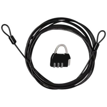 Imagem de SWZHAI Trava de cabo de 3 m, cabo de segurança revestido de vinil de aço trançado de 3 mm, cabo de aço flexível, laços duplos para bagagem, ar livre, varal, preto, 1 pacote