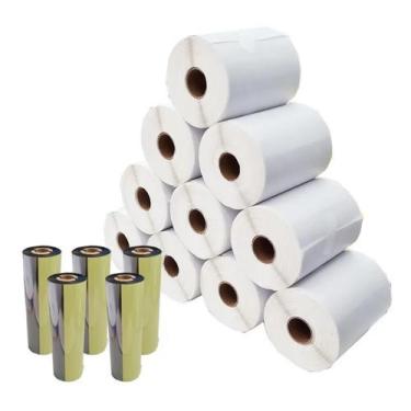 Imagem de 10 Rls de Etiqueta Couchê 100x70mm + 4 Ribbons 110mm x 74m - Padrão Et