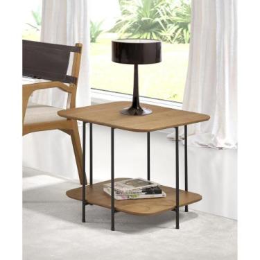 Imagem de Mesa de Apoio Industrial 52 cm - Amêndoa/Preto - ID Madeiras, Preto