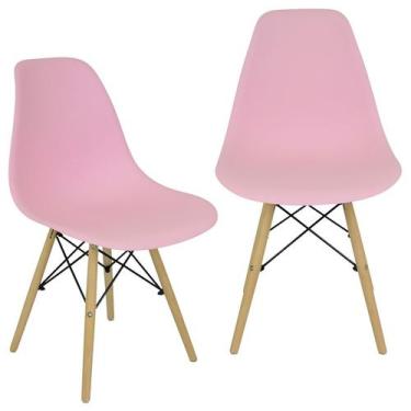 Imagem de Kit 2 Cadeiras Charles Eames Eiffel Wood Design - Lianto Decor, Rosa