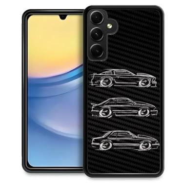 Imagem de CARLOCA Compatível com Samsung Galaxy A15, preto e branco vetor carro design arte moda padrão design para meninas à prova de choque anti-arranhões capa traseira rígida PC para Samsung Galaxy A15