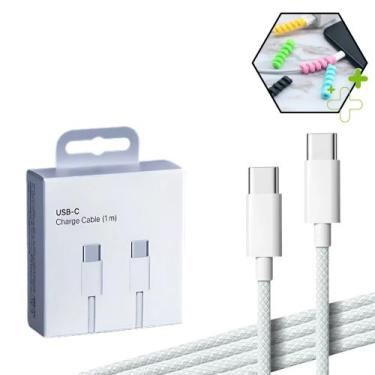 Imagem de Cabo USB-C 60W 1M Trançado Compativel iPhone 15 16 Samsung Xiaomi Moto