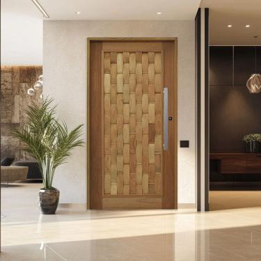 Imagem de Porta Pivotante Couro em Pé Batente 14 Puxador Barra Chata 60 CM 110 X 210 Esquerdo Rodam