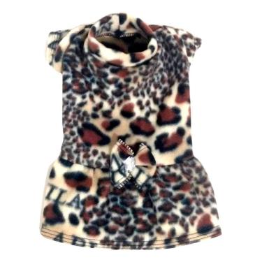 Imagem de Vestido de inverno soft estampa de onça tamanho PP