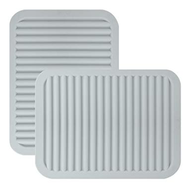 Imagem de IFFMYJB Bases Para Pratos Quentes, Panelas E Frigideiras De Silicone, Almofadas Resistentes Ao Calor Bancadas Cozinha, 2 Peças Base Descanso Multiuso Versátil (23 Cm X 30 Cm) (Cinza Claro)