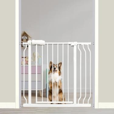 Imagem de Thasamm Portão De Segurança Para Bebês E Cães Com Fechamento Automático 34-38,5", Tensão Interna, Metal Branco, Passagem Crianças Animais Estimação