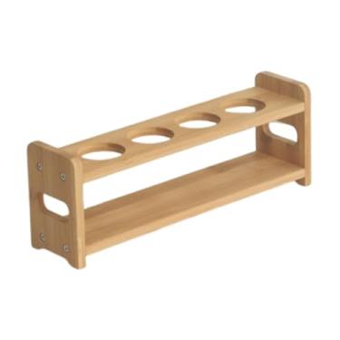 Imagem de ＫＬＫＣＭＳ Organizador de porta-tempero, acessórios de cozinha, prático, multiuso, autônomo, estável, suporte para potes de condimentos, madeira para armário, Camada única