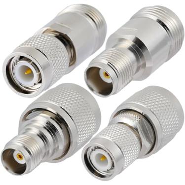 Imagem de POBADY 4PCS N para TNC RF Coax Adapter Kit N para TNC Conector 4 Tipo Conjunto 50 Ohm RF Coaxial Adaptador para Antena Rádio Cabo de Extensão