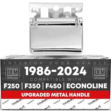 Imagem de Maçaneta interna da porta do passageiro, metal atualizado - compatível com Ford F-250 F-350 F-350 F-450, 88-24 E-150 E-250 E-350 Econoline, 86-97 Aerostar - todo cromado, OEM 6C3Z-2522601-AAA-ACHMA. T