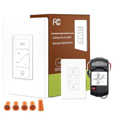 Imagem de Humpptom Controle remoto universal para ventilador de teto, kit de controle remoto para ventilador de teto e interruptor de luz dimmer, interruptor de parede para ventilador de teto uc9050t,
