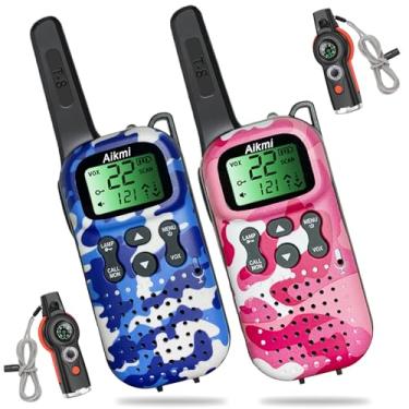 Imagem de Aikmi Walkie Talkies Para Crianças, Brinquedos Meninos, Presentes De 5, 6, 7, 8 E 9 Anos, Rádio Bidirecional Com Equipamento Acampamento, Soldado Do Exército, Presente Aniversário Meninos (Azul Rosa