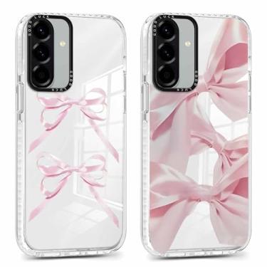 Imagem de RUMDEY Pacote com 2 capas para celular com laço transparente para Samsung Galaxy A56 de 6,7 polegadas, design bonito e estético com estampa protetora, macia, fina, à prova de choque, TPU (poliuretano
