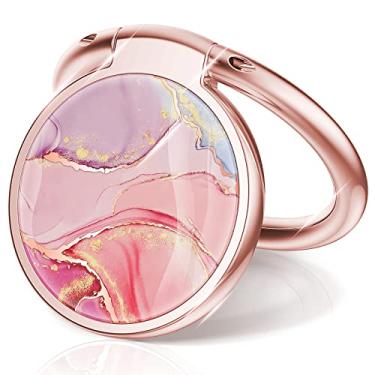 Imagem de Chvelop Suporte De Anel Para Celular, Os Dedos, Giratório 360 Graus, Alça Metal Magnético Carro Compatível Com Todos Smartphones, Rosa