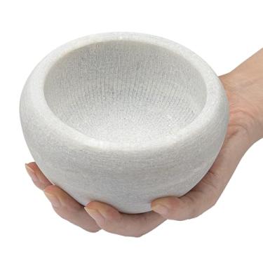 Imagem de Sabonete de barbear e tigela de creme para homens, pedra de mármore branco natural, preservação de calor, mais fácil de chicotear uma espuma fantástica com microbordas internas, arte de raspar tigela de espuma