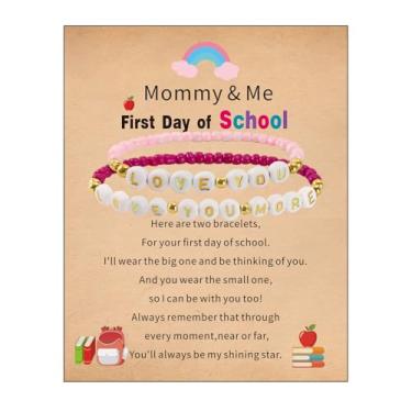 Imagem de APIUWOXE Pulseira First Day of School para Mommy and Me Mom Daughter Pulseiras de volta às aulas Joias Presentes para meninos e meninas, FDo1/stretchy‌, Nylon, Sem Pedra Preciosa