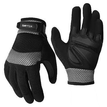 Imagem de KKOYING Luvas de trabalho, luvas de trabalho com aderência, luvas de trabalho respiráveis de destreza, luvas de trabalho de redução de vibração de alto desempenho, duráveis, tela sensível ao toque, M