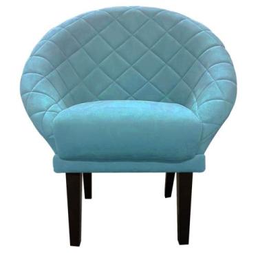 Imagem de Cadeira Sala de Estar Liz Veludo Azul Turquesa - Mansão Decor
