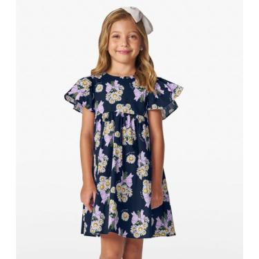 Imagem de Vestido em Popeline Estampado Trick Nick Azul Marinho, 6, Azul Marinho
