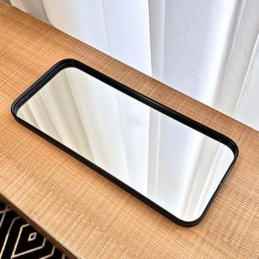 Imagem de Bandeja Espelhada Dourada Preta Prata 35m Servir Decoração (Bandeja Preta)