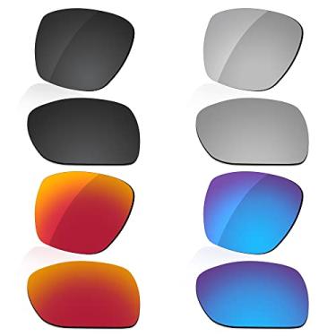 Imagem de LenzReborn Lentes polarizadas de substituição para óculos de sol Oakley Catalyst OO9272 - preto escuro + cinza prata + vermelho fogo + azul gelo
