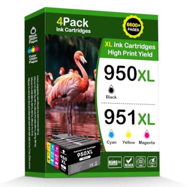 Imagem de INKMATE Cartuchos de tinta de substituição 950XL 951XL para HP 950 951 Pacote combo compatível com HP OfficeJet Pro 8600 8610 8615 8620 8625 8630 8640 8660 8100 251DW Impressoras (BK/C/M/Y, 4 unidades