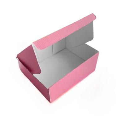 Imagem de Kit Caixas de Papelão Rosa com Papel de Seda 20x16x7cm resistente e prática para embalagem itens seguros e fácil de organizar(30)