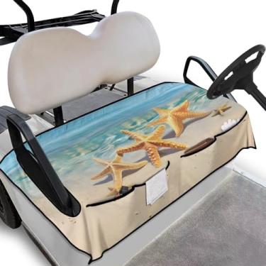 Imagem de TOADDMOS Capas de assento de carrinho de golfe de estrela do mar de praia antiderrapante para carrinho de golfe kit capa de assento frontal capa de assento de banco capa macia universal acessórios