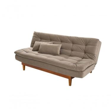 Imagem de Sofá Cama Dubai 3 Lugares Império Reclinável Casal Pés Madeira Suede Chocolate