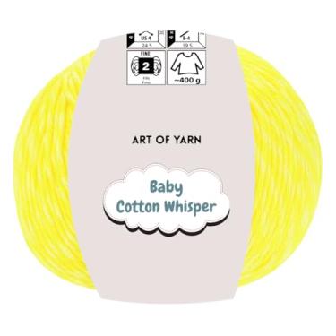 Imagem de Art of Yarn Baby Cotton Whisper 50% algodão 50% acrílico fino 2 fios variegados multicoloridos para tricô, crochê, amigurumi 50 g, 165 m (180,44 jardas) (amarelo e branco, pacote 1)
