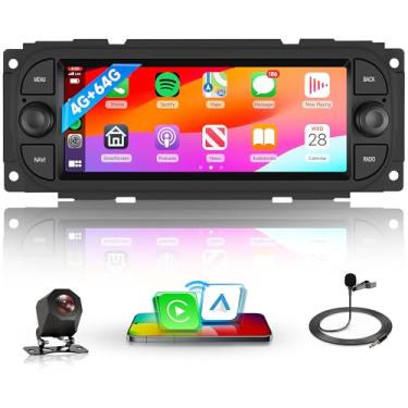 Imagem de 4Core 4G + 64G estéreo automotivo para Dodge Ram 1500 2500 3500 2002-2006, Jeep Grand Cherokee 1999-2004, Jeep Wrangler 2003-2006, Wireless Carplay Android Auto, rádio com tela sensível ao toque de