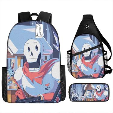 Imagem de Conjunto de mochilas Undertales Anime School, 3 unidades/lote para crianças