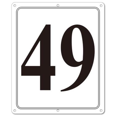 Imagem de i-CowFun Placa numerada de metal premium ao ar livre, refletiva 30,5 cm x 25,4 cm placas numeradas de alumínio grande 49 para estacionamento, quadra de tênis, campo, armazém, corredor, edifício, doca