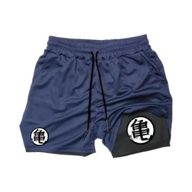 Imagem de Shorts De Treino Masculinos 2 Em 1 De Secagem Rápida Para Academia E C