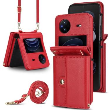 Imagem de Capa carteira flip para vivo, porta-cartões com bloqueio RFID e alça destacável, couro durável e TPU, 4 compartimentos para cartão, proteção contra quedas, capa flip com suporte para uso diário