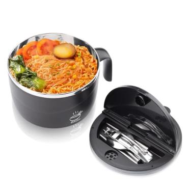 Imagem de Roucerlin Tigela de ramen de micro-ondas com alças de colher suporte de telefone, panela de macarrão ramen de 1,148 g, canecas para micro-ondas, recipientes instantâneos para sopa, macarrão, almoço