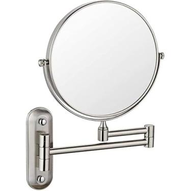 Imagem de CZCZC Suporte de parede para espelho de maquiagem, espelho de maquiagem de 15 cm, espelho redondo para cosméticos, espelho giratório 360 para banheiro, barbear dupla face no quarto, dourado_5X