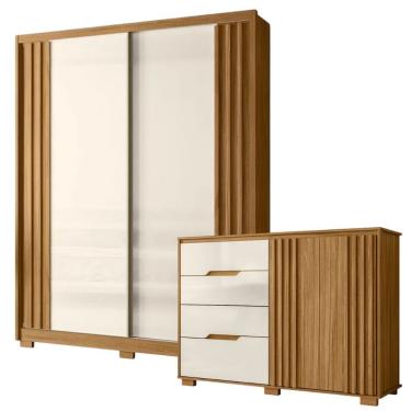 Imagem de Conjunto Guarda Roupa E Cômoda Moval Colorado Freijo/off White