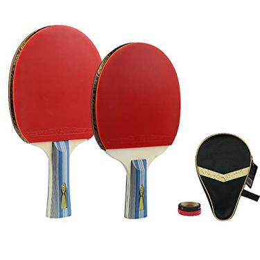 Imagem de Conjunto de 2 jogadores de raquete de tênis de mesa para iniciantes, lâmina de madeira de 5 camadas, cabo confortável, 3 estrelas/A (3 estrelas C)