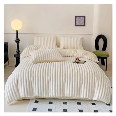 Imagem de Jogo de cama de inverno macio, macio e quente, jogo de cama de solteiro, capa de edredom com fronha (cama branca de 1,8 m)