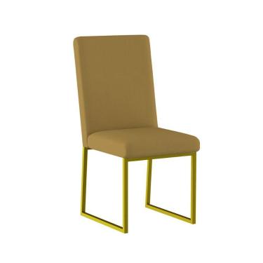 Imagem de Cadeira Para Mesa Jantar Com Base De Ferro Dourado - Balaqui Capuccino