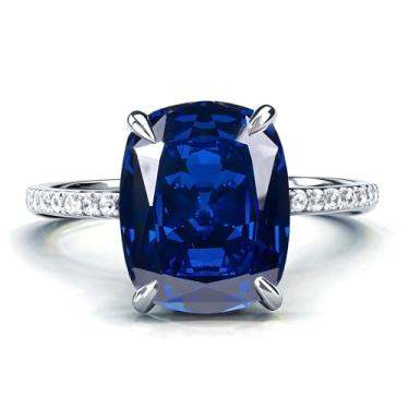 Imagem de Anéis de noivado de zircônia cúbica azul folheados a prata, alianças de compromisso, festas noturnas, presentes de dia dos namorados, alianças de eternidade para mulheres, 8, Metal, Sem pedra preciosa