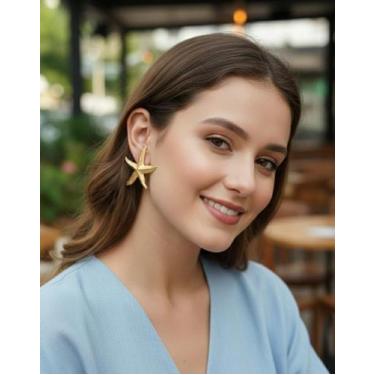 Imagem de Brinco Feminino Dourado Estrela do Mar G Moda Praia Cor:Prata - Deusa 