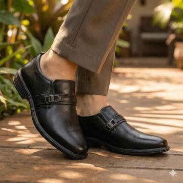 Imagem de Sapato Masculino Pegada Social Amortech Couro Preto, Preto, 39