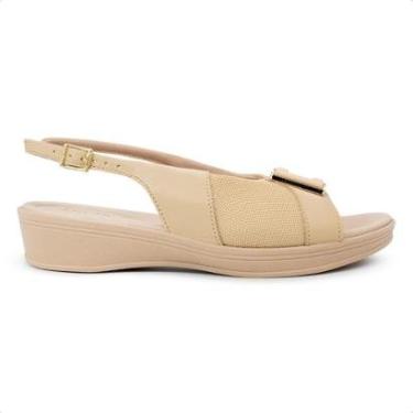 Imagem de Sandália Usaflex Feminina Slingback Salto Anabela Couro Casual Joanetes UD04003-Feminino