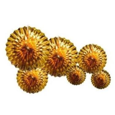 Imagem de Enfeite Decorativo Leque Metálico - Ouro - 06 Unidades - Art Lille - R