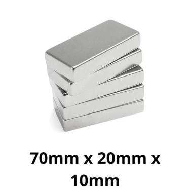 Imagem de Kit 2 Peças Imã Neodímio Bloco Magnético N35  70 x 20 x 10  mm Super F